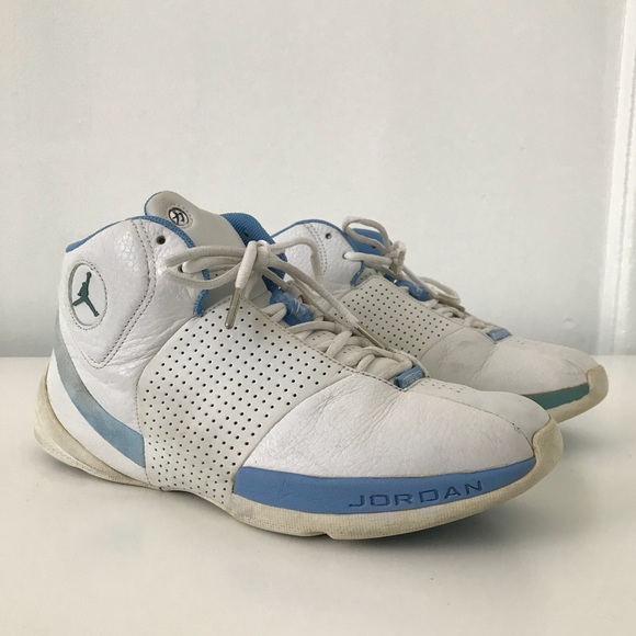 white and north carolina blue jordans